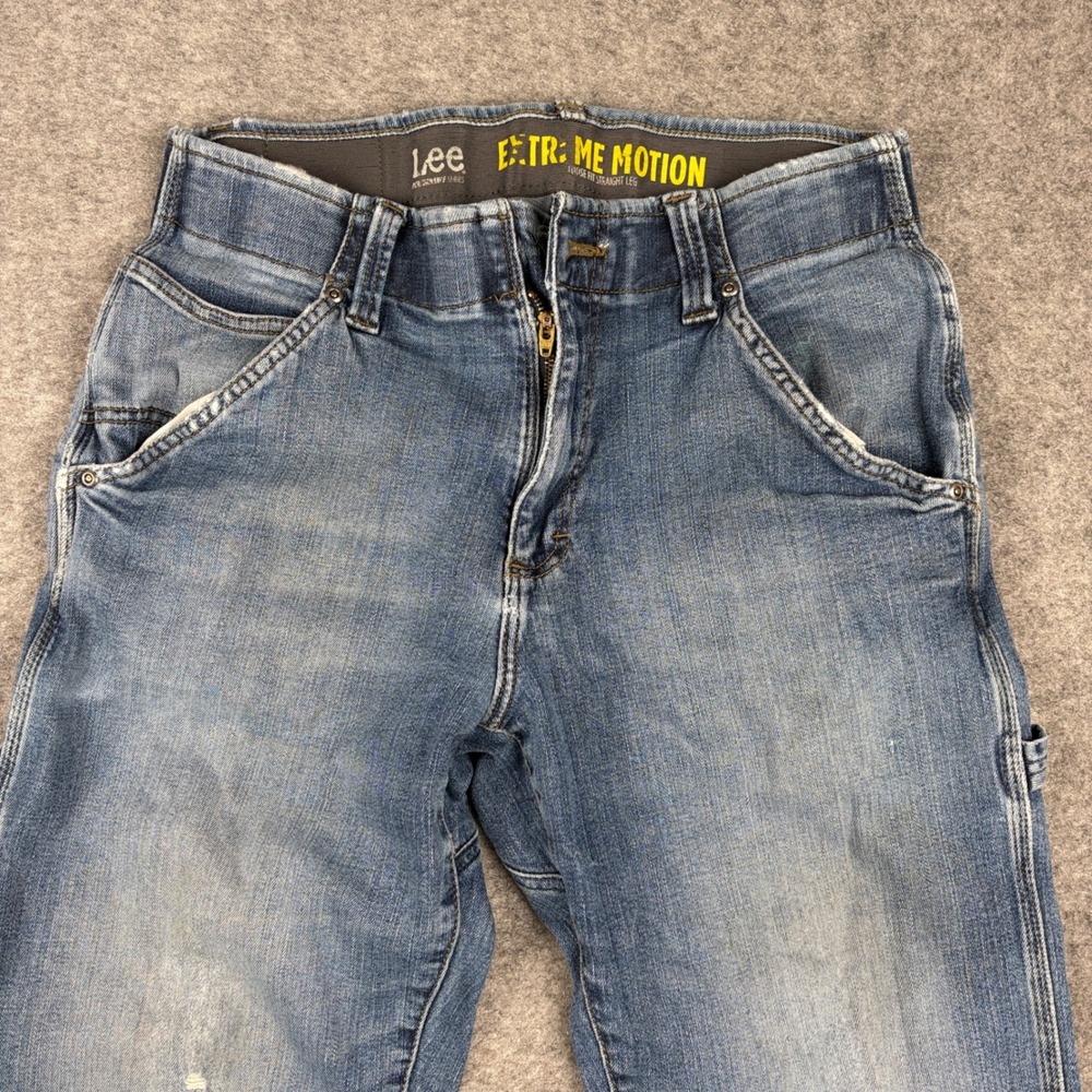 Lee Extreme Motion Jeans Mens 30x30 Loose Fit Straight Leg Carpenter Blue Denim